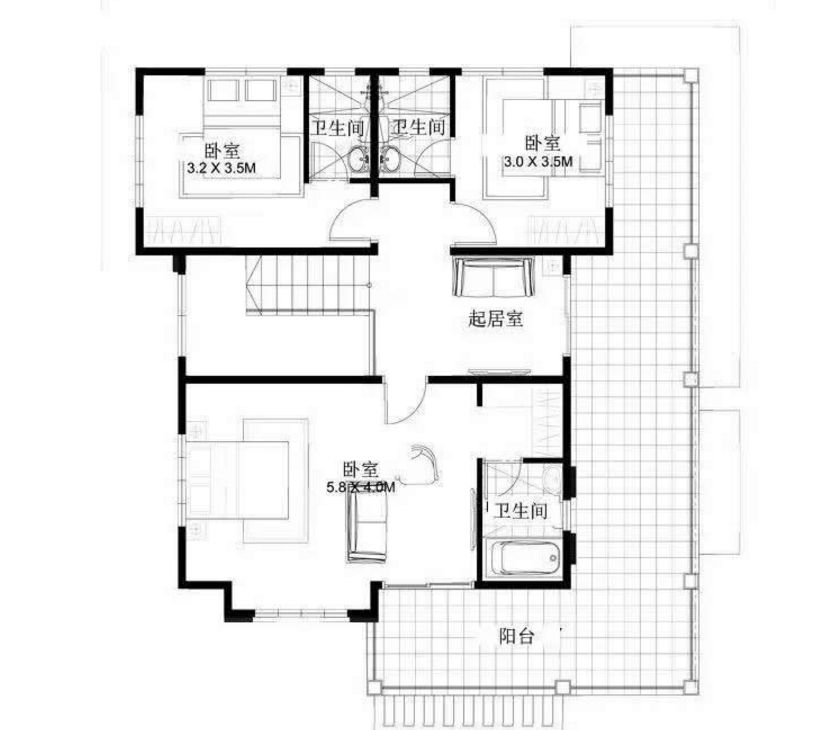 新鄉下最佳2層自建房別墅戶(hù)型 地基13米X16米(圖4)